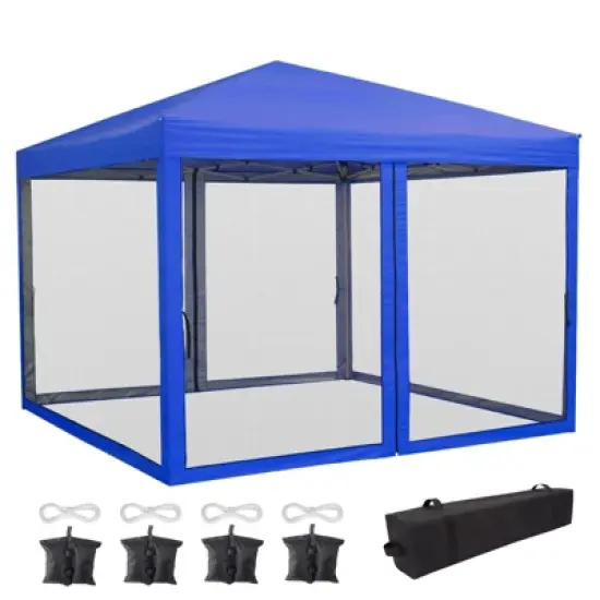 Pop Up Canopy Tent, Portable Easy Up Outdoor Screen Shelter with Mosquito Netting, Patented One Push Immediate Sun Shade with Wheeled Bag image {7}