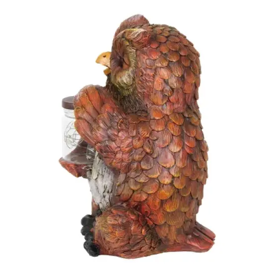 9.84" Glass and Resin Solar Garden Owl with LED Firefly Jar - Exhart image {8}