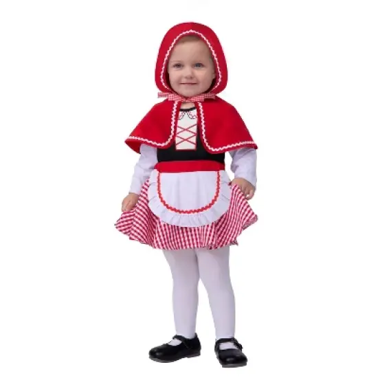 Joyfy Toddler's Little Red Riding Hood Costume Halloween - Little Red Riding Hood Costume with Hood Bodysuit Cape&Skirt Set for Baby Girls image {3}