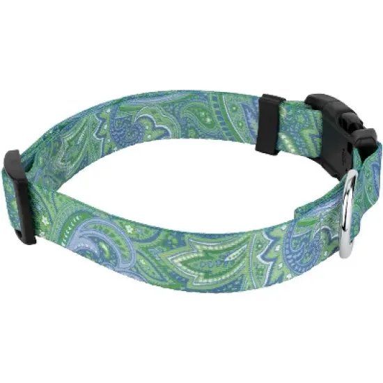 Country Brook Petz Deluxe Green Paisley Dog Collar - Made in The U.S.A. (3/4 Inch, Small) image {2}