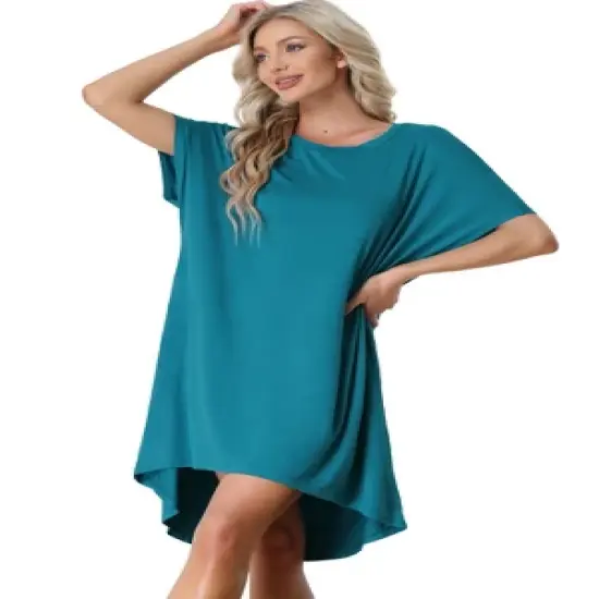 cheibear Women's Batwing Sleeve Nightshirt Lounge Dress Nightgown image {5}