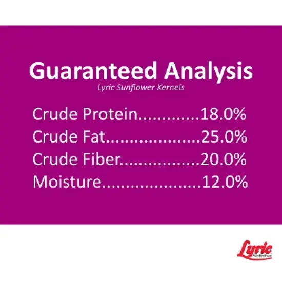 Lyric Sunflower Kernels Wild Bird Seed for Outside Feeders, No Waste Bird Food, Attracts Finches and More, 25 lb Bag image {7}