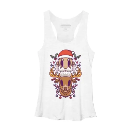 Women's Design By Humans Santa and The Reindeer By PentoolKnight Racerback Tank Top image {5}