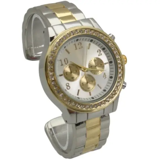 OLIVIA PRATT RHINESTONE BEZEL CHRONOGRAPH BANGLE WATCH image {1}