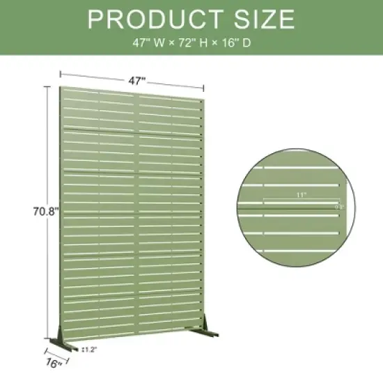 Lirago 72 in. Galvanized Metal Outdoor Privacy Screens Garden Outdoor Fence Green image {4}