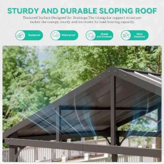 ALAUAM 8'x 5' Hardtop BBQ OutdoorGazebo,Waterproof Sloping Roof, Bar with ToolHooks, Smoke-Venting lron Canopy for Patio,Yard,Garden,Familie Party image {5}