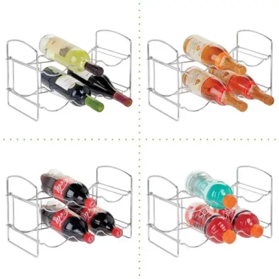 mDesign Collapsible Metal Water Bottle, Wine Rack Holder image {3}