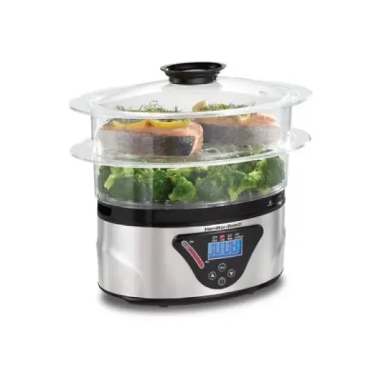 Hamilton Beach Big Food Steamer - Black: 800W Rice & Vegetable Steamer, Automatic Keep Warm, Dishwasher-Safe Parts image {8}