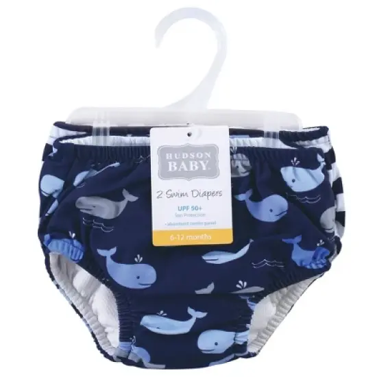 Hudson Baby Infant and Toddler Boy Swim Diapers, Whales image {1}