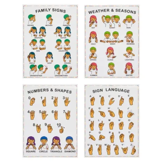 Bright Creation Sign Language Posters for Kids, Teacher Classroom Supplies (13 x 17 In, 8 Pack) image {3}