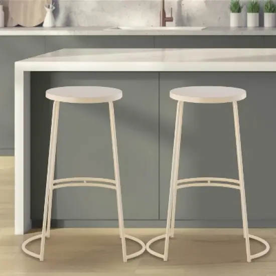 JONATHAN Y Hula Modern Designer Iron Curved Backless Bar Stool image {11}