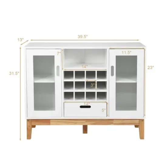 Costway Wood  Storage Cabinet w/ Rack & Drawer image {2}