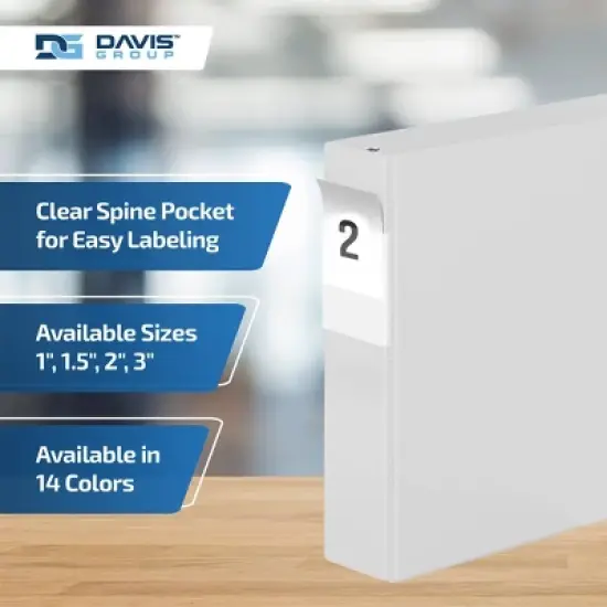 Premium Economy 2" Angle D Ring Binder 6pk White: Davis Group, Hard Cover, 475 Sheet Capacity, Polypropylene image {4}