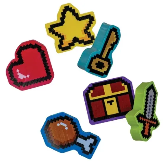 Retro Pixel Gaming Theme Game Erasers, 6 pcs image {4}