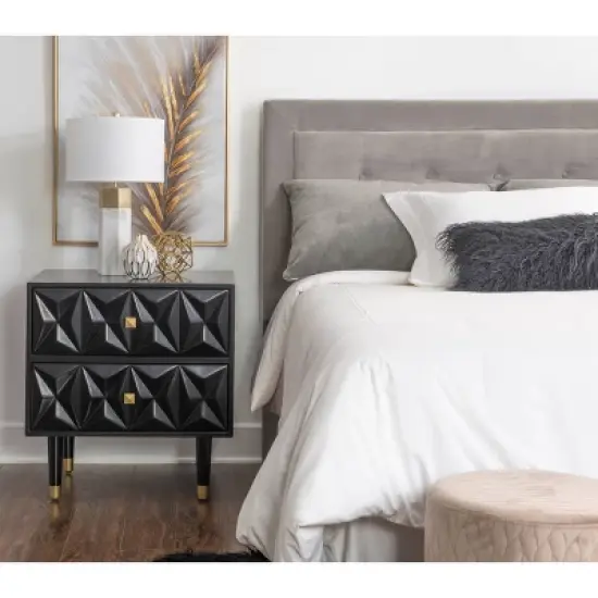 2 Drawer Geo Textured Nightstand - Linon image {10}