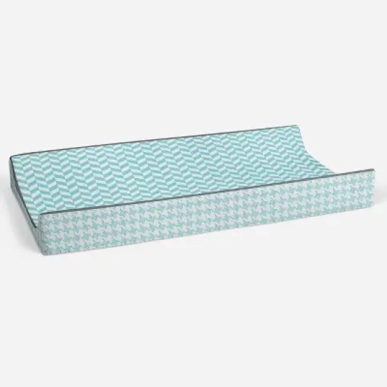 Bacati - Herringbone Quilted Muslin Changing Pad Cover Aqua image {3}