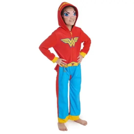 DC Comics Justice League Batgirl Supergirl Wonder Woman Girls Zip Up Costume Pajama Coverall and Cape Toddler to Little Kid image {2}