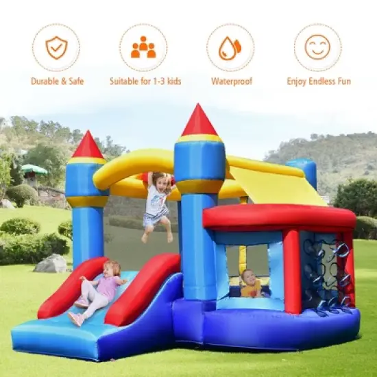 Costway InflatableBounce House Castle Slide Bouncer Kids Shooting Net/Without Blower image {5}