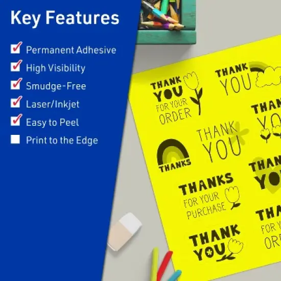 Avery Neon Yellow Sticker Paper, 8.5" x 11" Rectangle image {1}