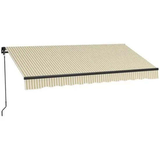 Resenkos Patio Awning, Outdoor Sun Shade Shelter Cover Awnings,12' x 10' Retractable Awning, 280gsm UV Resistant Sunshade Shelte, Beige and White image {9}