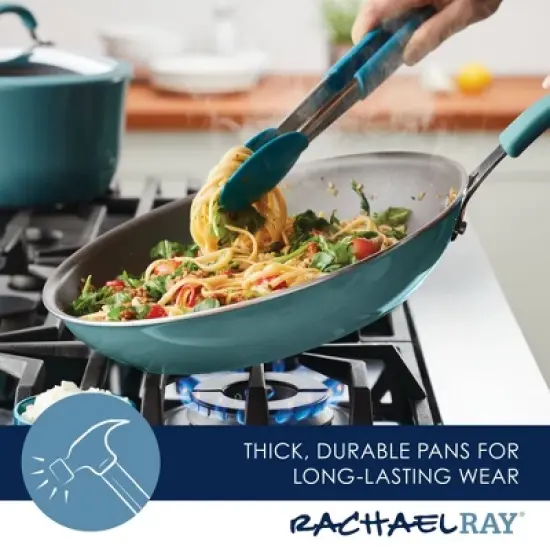 Rachael Ray Cook + Create Aluminum Nonstick Frying Pan 12.5" Agave Blue image {9}