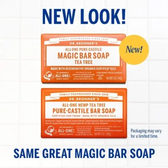 Dr. Bronner's All-One Pure-Castile Magic Bar Soap - Tea Tree - 5oz image {2}