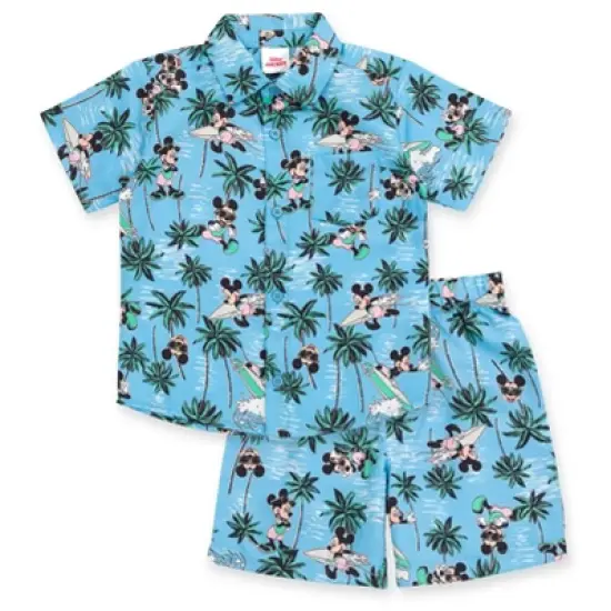 Disney Mickey Mouse Hawaiian Button Down Shirt and Shorts Toddler to Big Kid image {7}