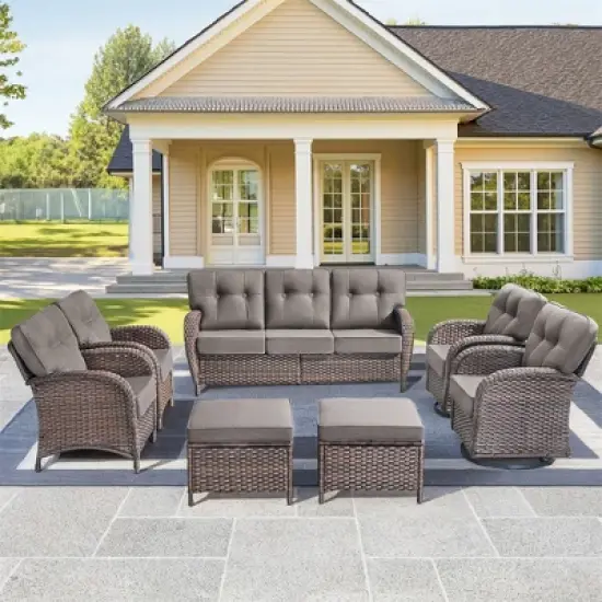 7 Pieces Gymojoy Sofa Chairs Ottoman with Swivel Chairs image {13}