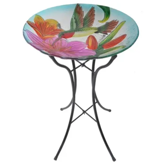 Teamson Home 18" Hummingbird Fusion Glass Bird Bath image {5}