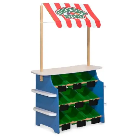 Melissa & Doug Wooden Grocery Store and Lemonade Stand - Reversible Awning, 9 Bins, Chalkboards image {3}