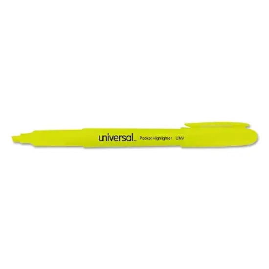 Universal Pocket Clip Highlighter Chisel Tip Fluorescent Yellow Ink 36/Pack 08856 image {1}