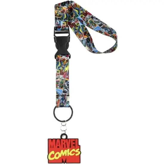 Marvel Lanyard Wristlet Comic Book Pages Wrist Strap Lanyard for Keys with 2" Rubber Keychain image {5}