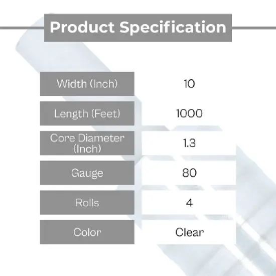 PSBM Cast Pallet Stretch Wrap Clear Film 4 Rolls 10"x 1000' 80 Gauge Extended Core image {2}