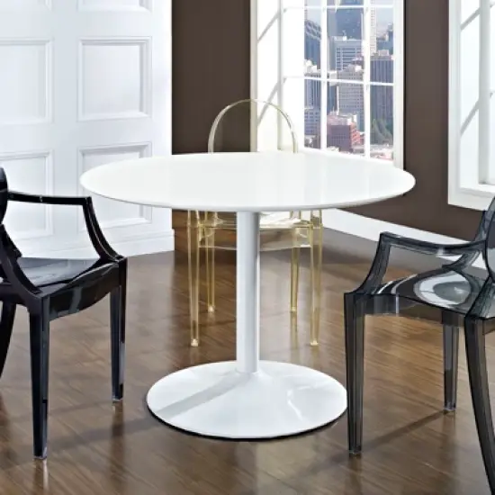 Revolve Round Wood Dining Table White - Modway image {3}