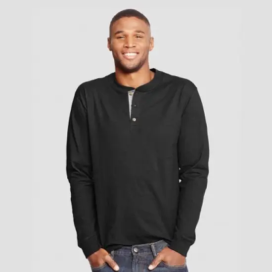 Hanes Men's Long Sleeve Beefy Henley Shirt image {5}