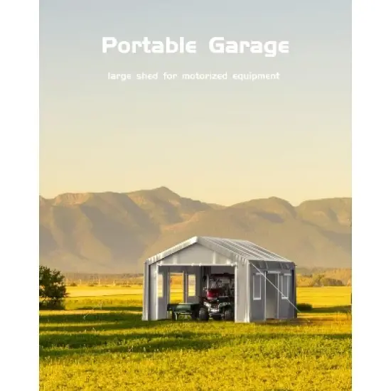 10 x 20 x 11 Ft Heavy-Duty Carport, Portable Garage with 180g PE Waterproof Canopy and 8 x 1.0 mm Poles for Pickup Trucks, Boats, SUVs - White. image {2}