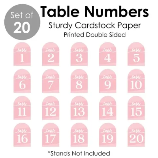 Big Dot of Happiness Pink Elegantly Simple - Wedding Receptions, Parties or Events Double-Sided 5 x 7 inches Cards - Table Numbers - 1-20 image {4}