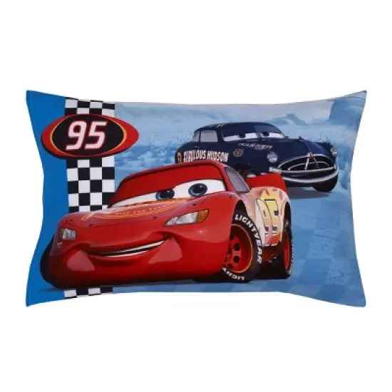 Disney Cars Radiator Springs White, Blue, and Red 2 Piece Toddler Sheet Set - Fitted Bottom Sheet and Reversible Pillowcase image {2}
