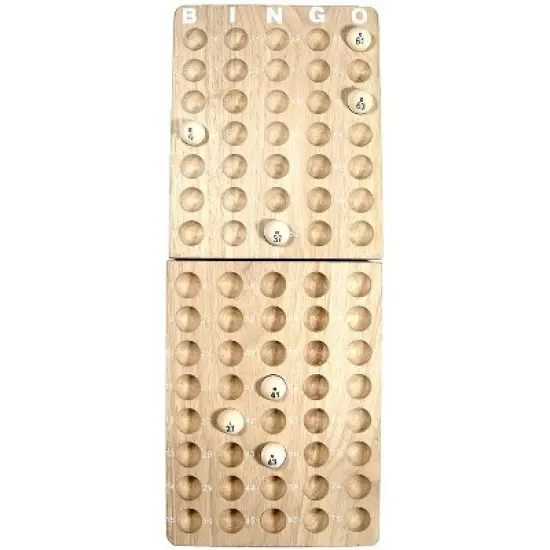 WE Games Retro Bingo Game Set with Metal Rotary Cage, Deluxe Wooden Master Board, Wood Balls, Bingo Set for Family Games, Outdoor Games for Adults and image {3}