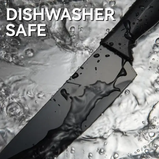 Itopfox 15-Piece Kitchen Knife Set with Block, Self-Sharpening, Dishwasher Safe, Anti-Slip Handle, Black image {6}