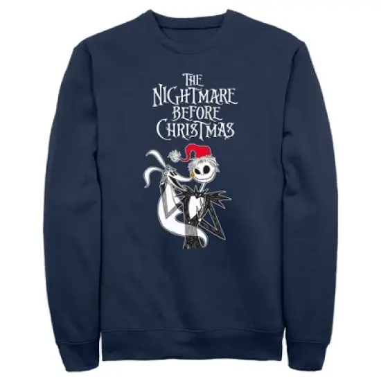 Men's The Nightmare Before Christmas Jack Skellington Santa Hat Logo Sweatshirt image {3}