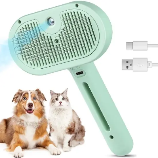 BABYYER 3 in 1 Cat Steam Brush, Pet Spray Hair Removal Comb for Shedding & Grooming, Water Brush for Cats Dogs Small Animals Long Short Haired image {9}