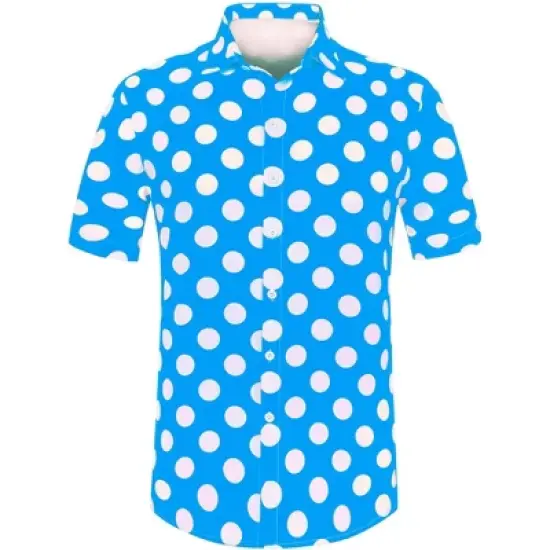 Lars Amadeus Men's Summer Polka Dots Button Down Short Sleeves Hawaiian Shirts image {10}