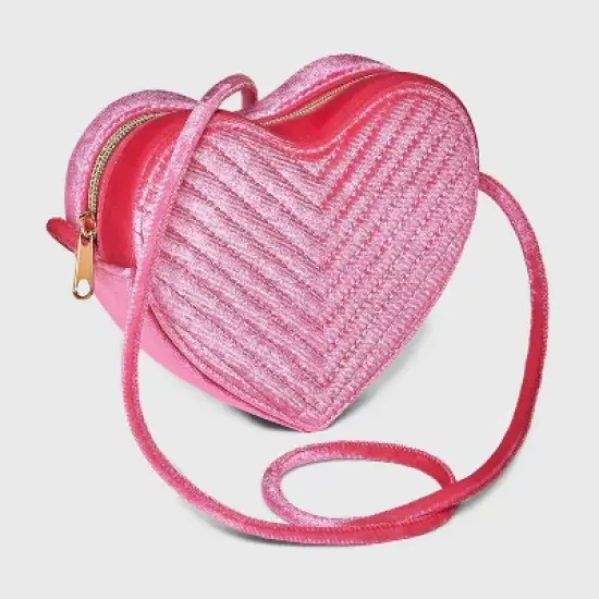 Girls' Velvet Heart Crossbody Bag - Cat & Jack&trade; Pink image {1}