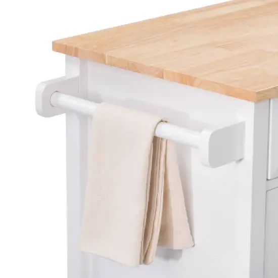 Sage Wood Kitchen Cart with Cupboard White - CorLiving image {8}