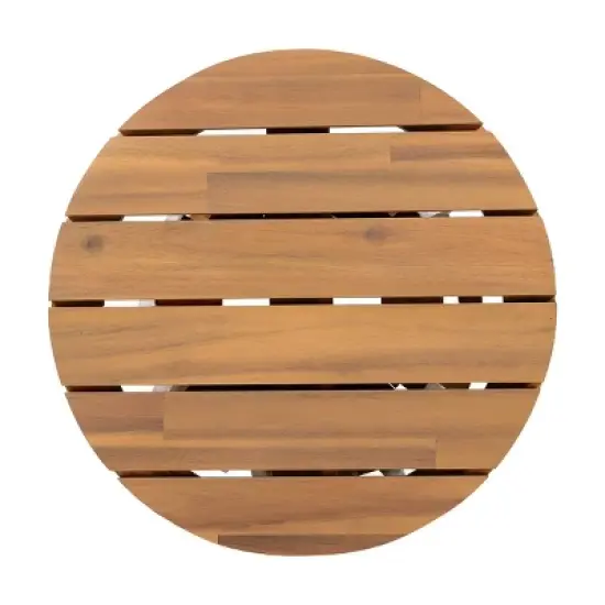 Outdoor Acacia Wood Side Table,Round Rustic Sofa or Entryway Table with Slatted Base,Wooden Console Table for Patio or Balcony-Maison Boucle image {5}