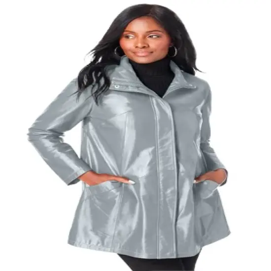 Jessica London Women&rsquo;s Plus Size A-Line Zip Front Leather Jacket image {7}