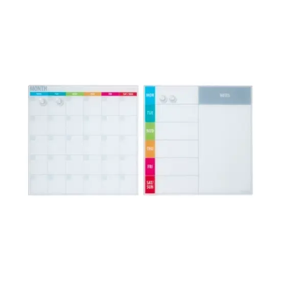 ECR4Kids MessageStor 17.5in x 17.5in Magnetic Dry-Erase Calendar Glass Boards and 4 Magnets, 2-Pk image {8}