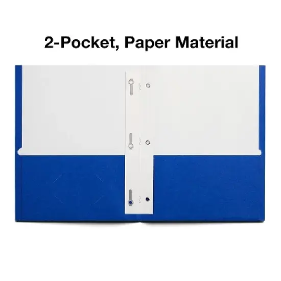 Staples School Grade 2 Pocket Folder with Fasteners Blue 25/Box 27542-CC image {2}