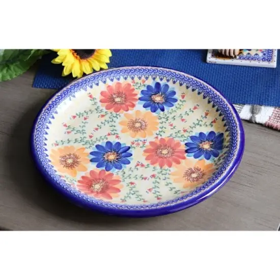 Blue Rose Polish Pottery 136 Vena Large Round Platter image {1}